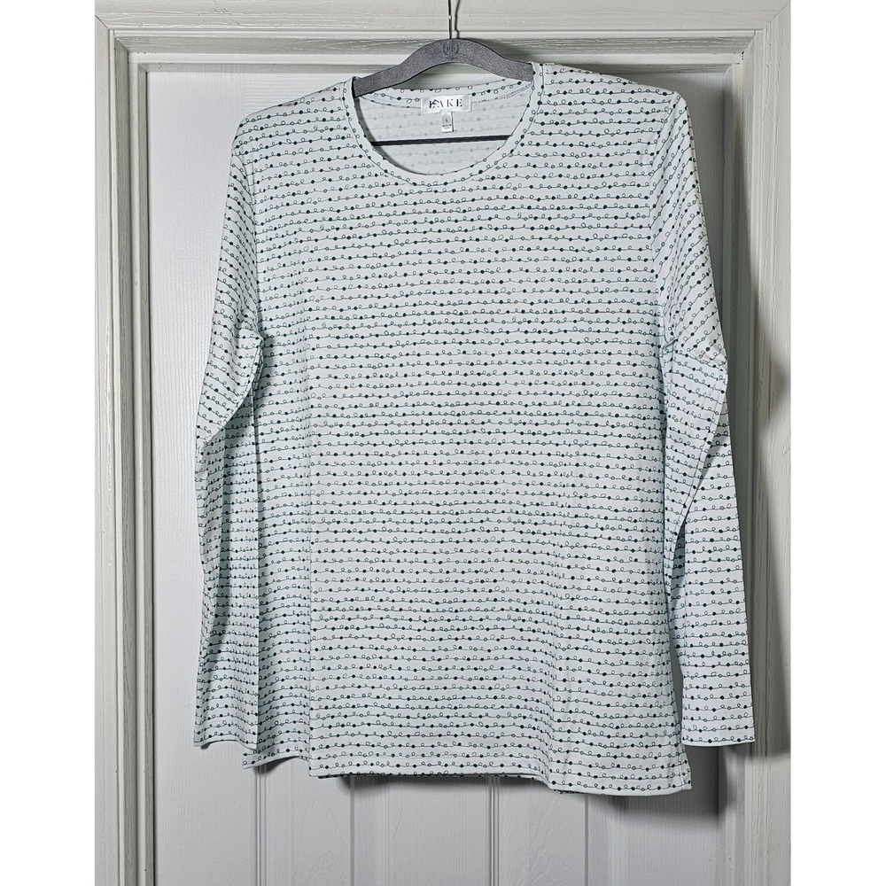 LAKE Long Sleeve Pajama Top Only Size Large Green White